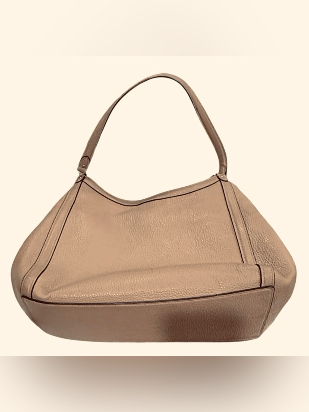 Coach Kristy pebble leather beige shoulder purse with a front zipper pocket - Picture 2 of 16